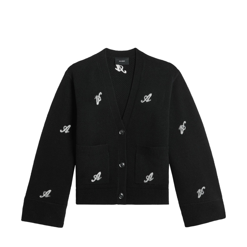 Axel Arigato Black Cardigan with White Signature Embroidery